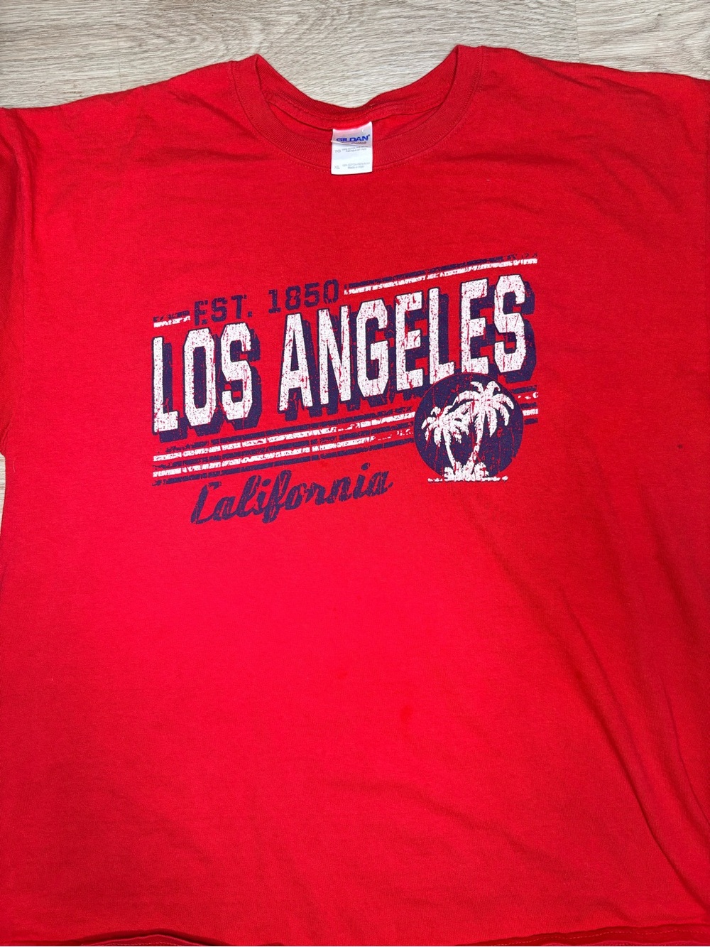 Los Angeles California Graphic T Shirt XL Red Gildan Short Sleeve Tee - Picture 2 of 3